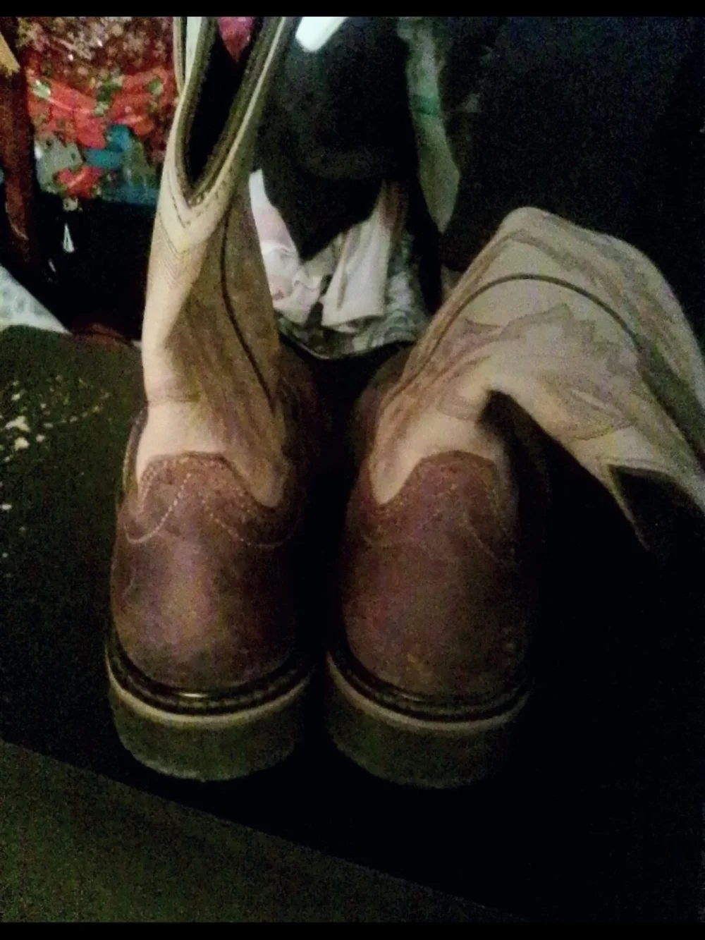 Men's Justin Two-Tone Brown & Cream Western Work Boots